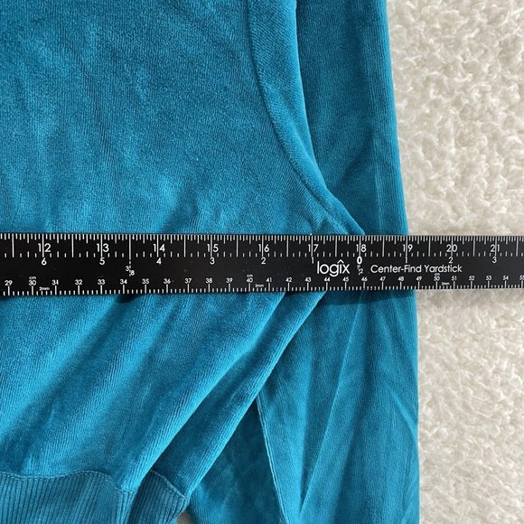Y2K Early 2000s City Hearts Turquoise Blue Velour Full Zip Track Jacket S Small - Picture 6 of 9